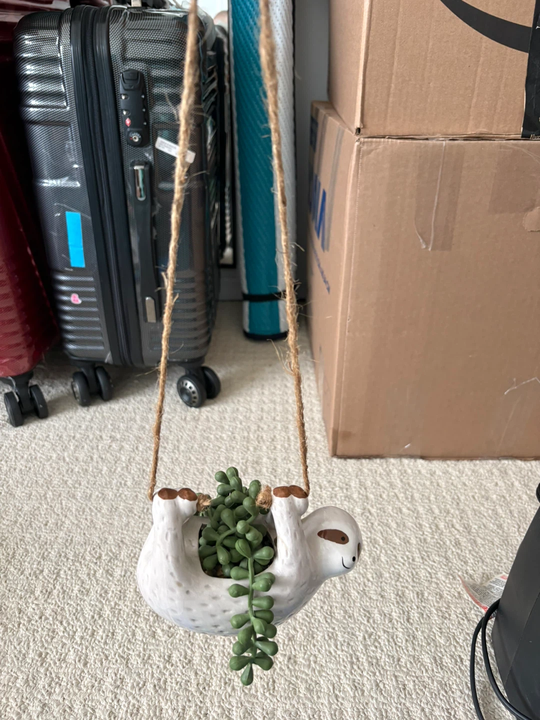 Sloth hanging planter with faux succulent