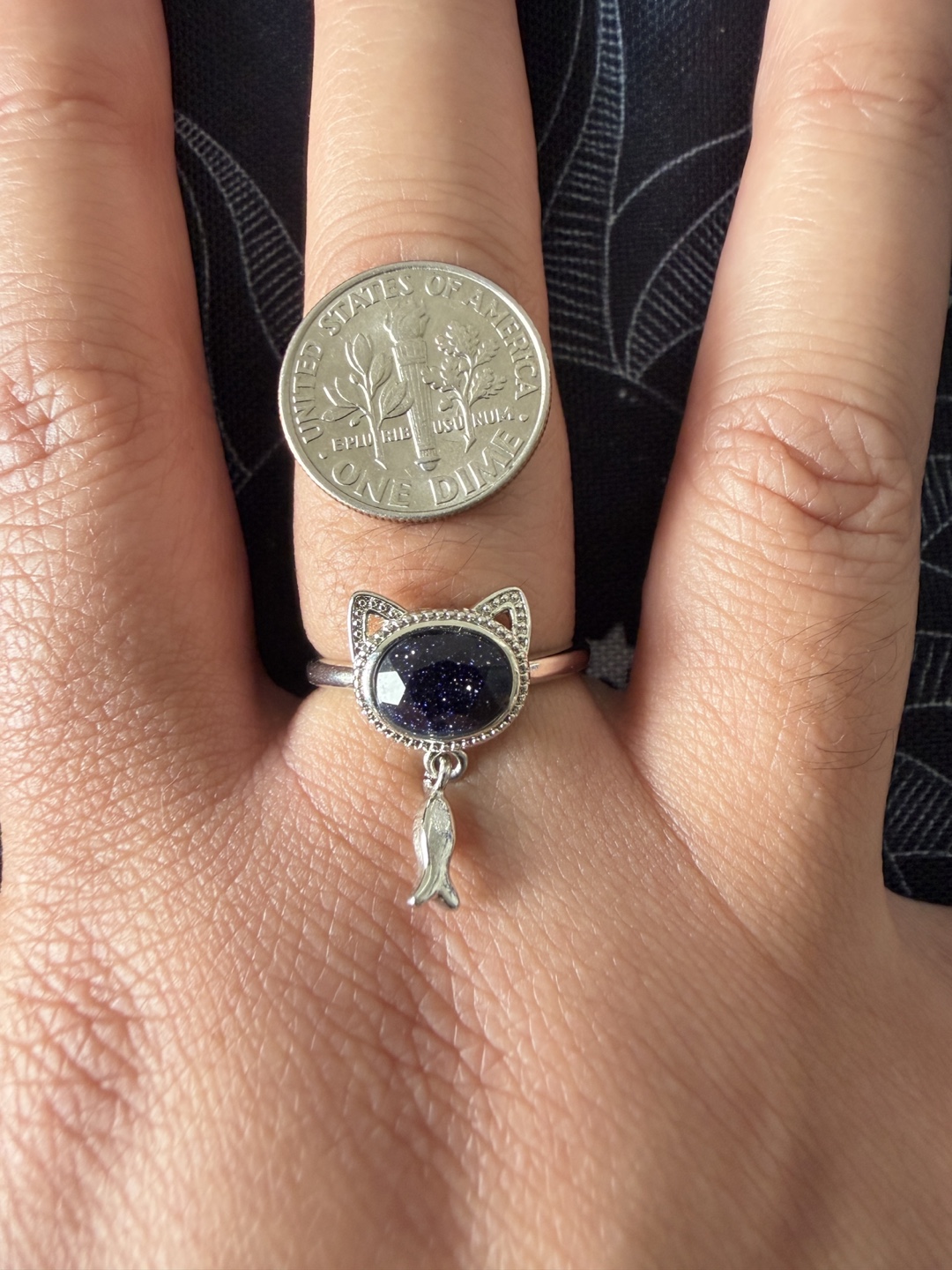 Cat with Fish Charm Ring - photo 2