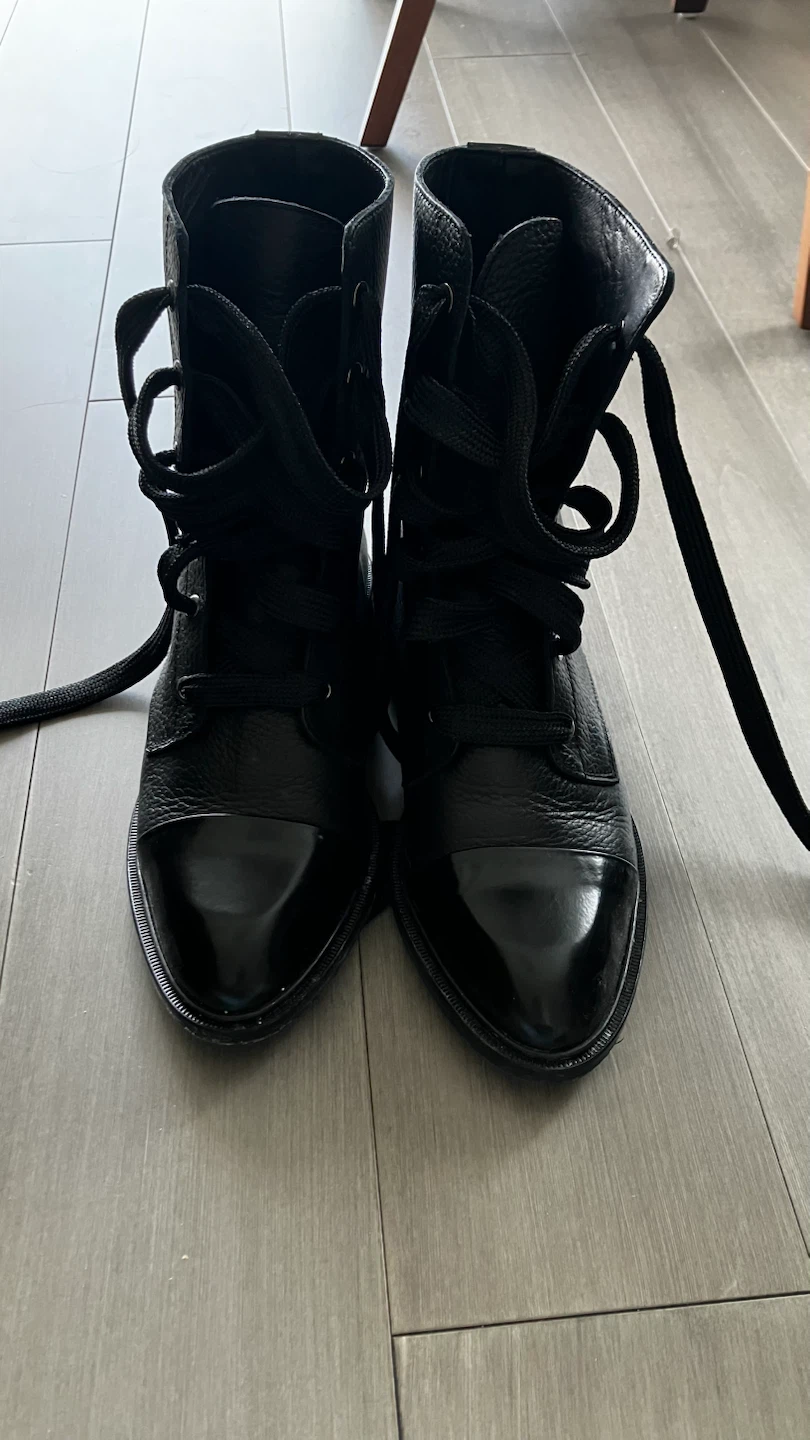 Massimo Dutti Black Leather Lace-Up Boots (US6) - photo 5