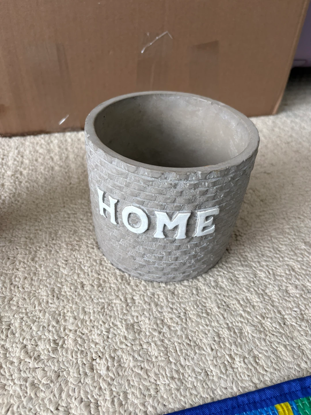 Concrete Planter Pot with "HOME" text