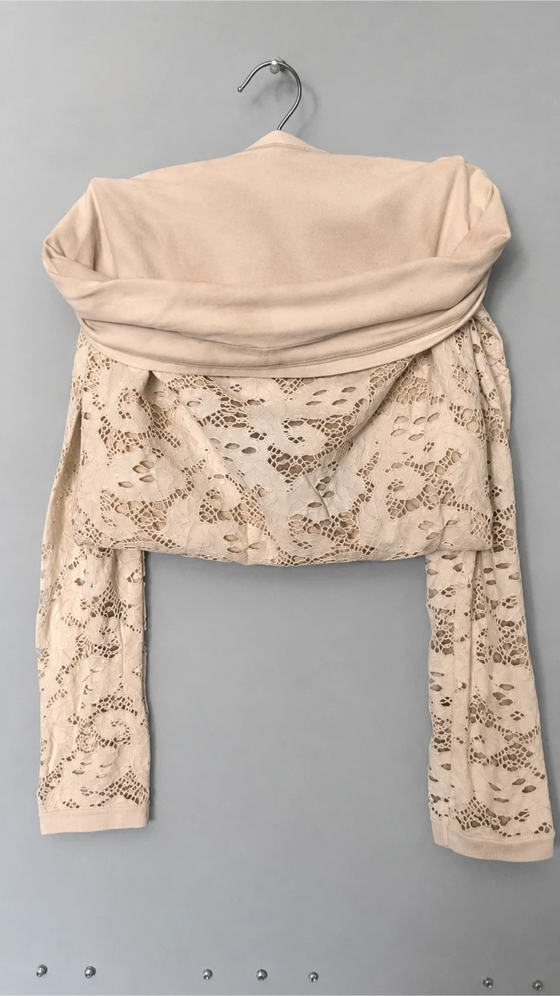 Cream Lace Off-the-Shoulder Sweater - photo 3