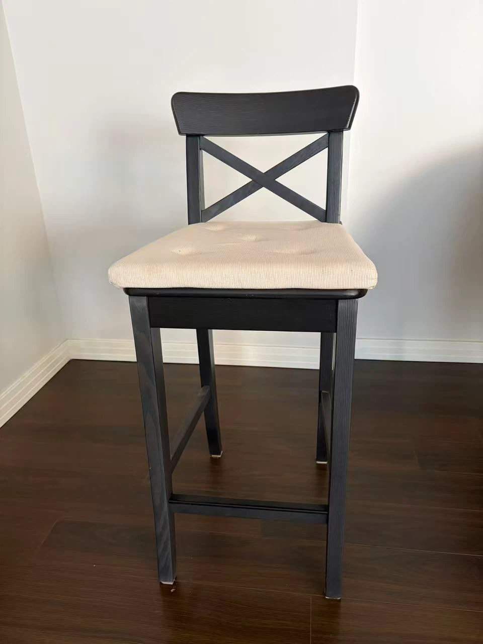Dark Grey Bar Stool with Cream Seat