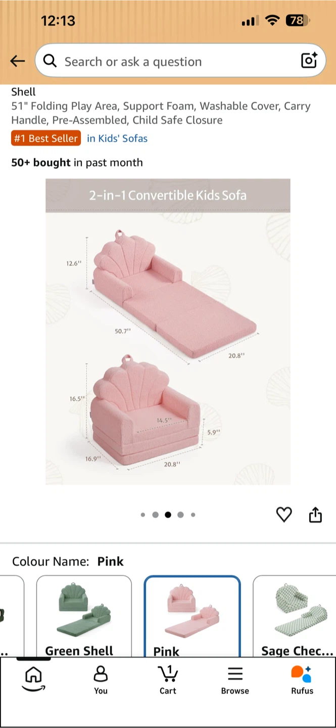 BNIB Blissful Diary Kid's Sofa Pink