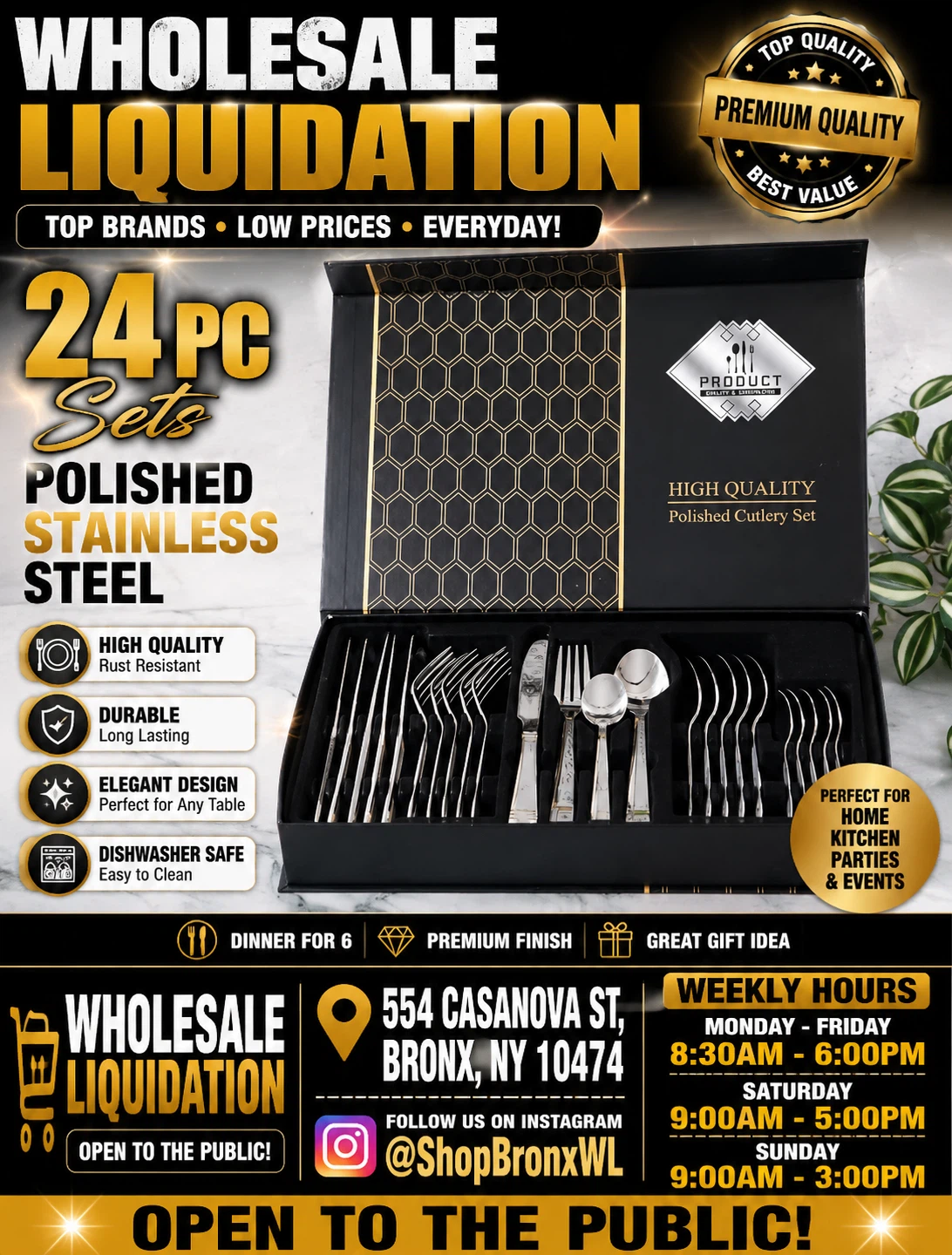 24-Piece Polished Stainless Steel Cutlery Set