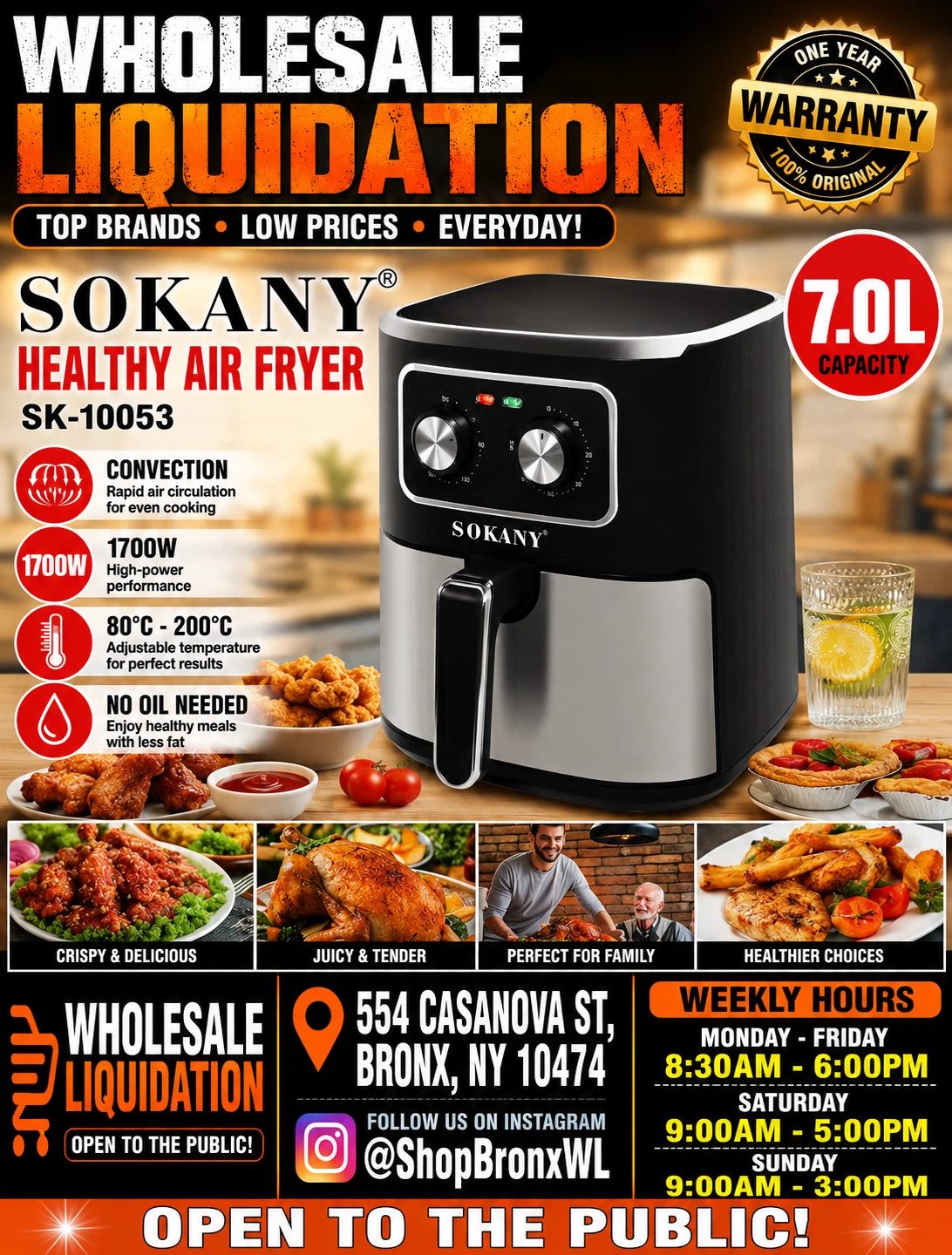 Sokany Healthy Air Fryer SK-10053 7.0L