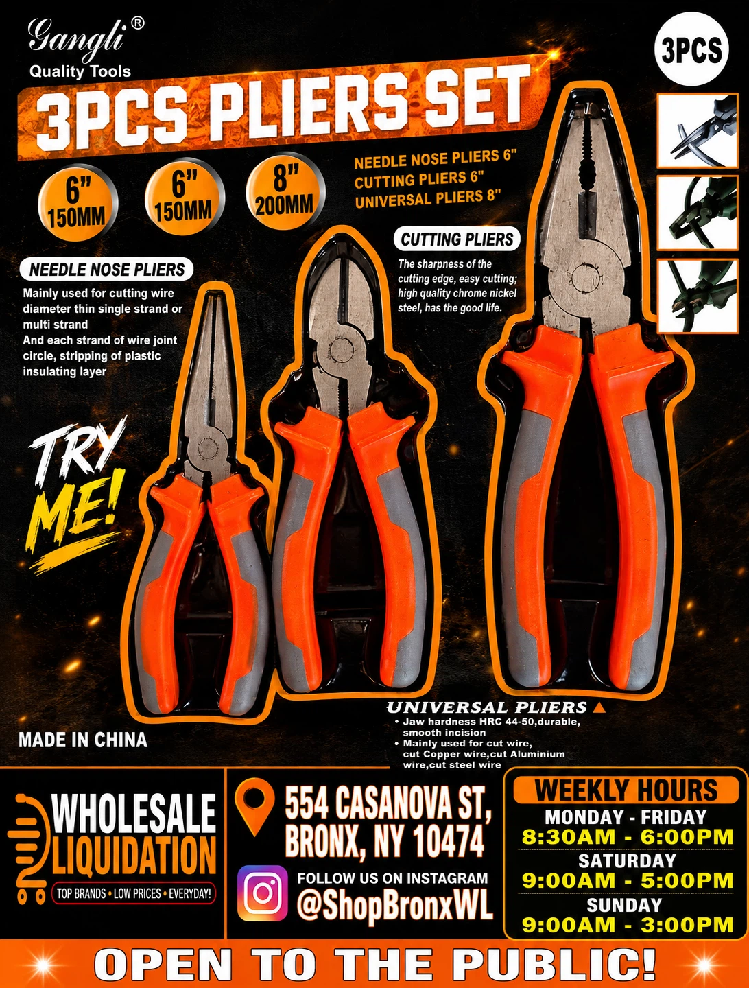 Gangli 3-Piece Pliers Set