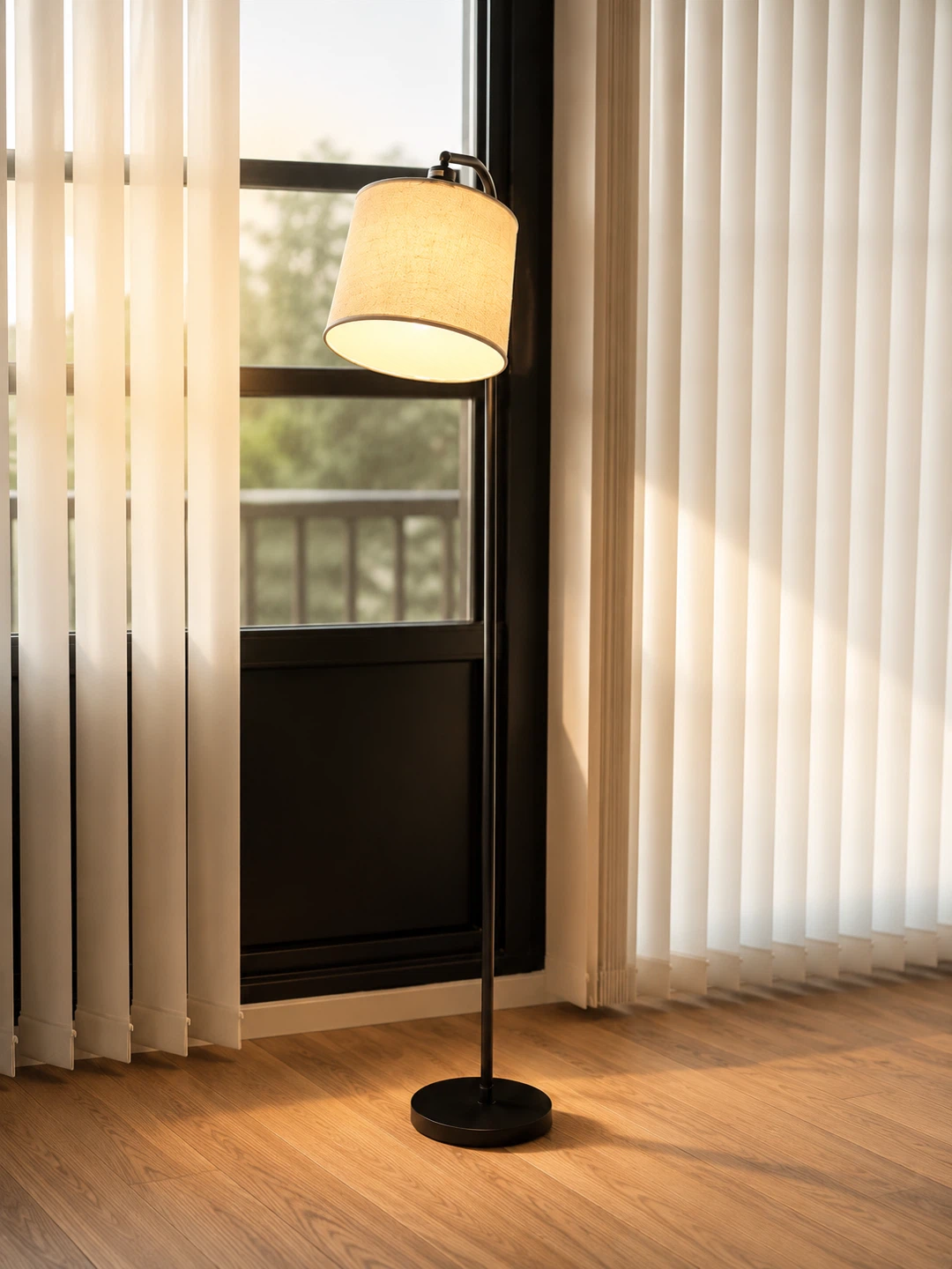 Adjustable Floor Lamp with Fabric Shade