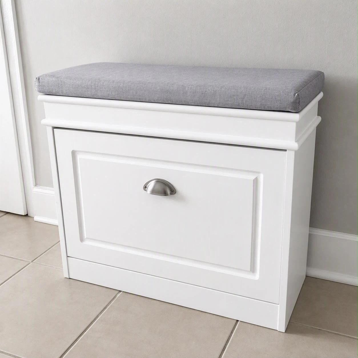 White Shoe Bench with Cushion for urgent sale