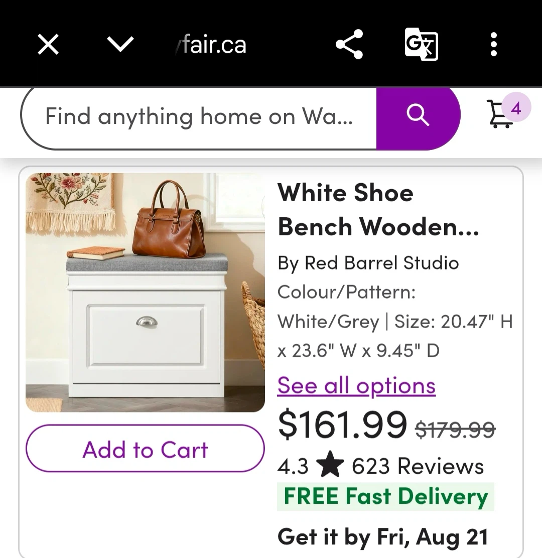 White Shoe Bench with Cushion for urgent sale - photo 5