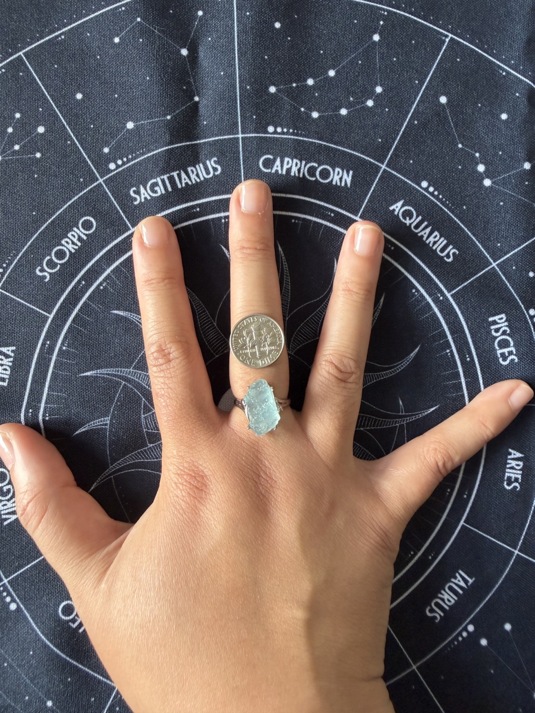 Raw Aquamarine Crystal Ring