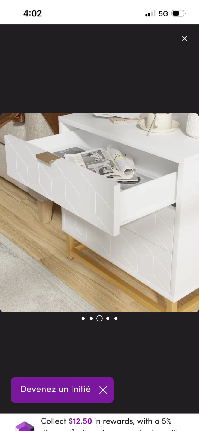 New White Nightstand with Golden Accents - photo 3
