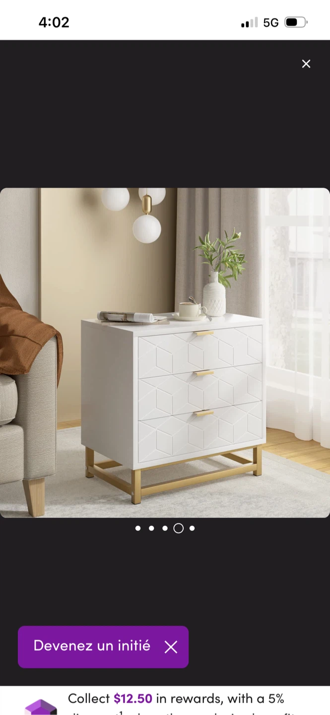 New White Nightstand with Golden Accents - photo 4