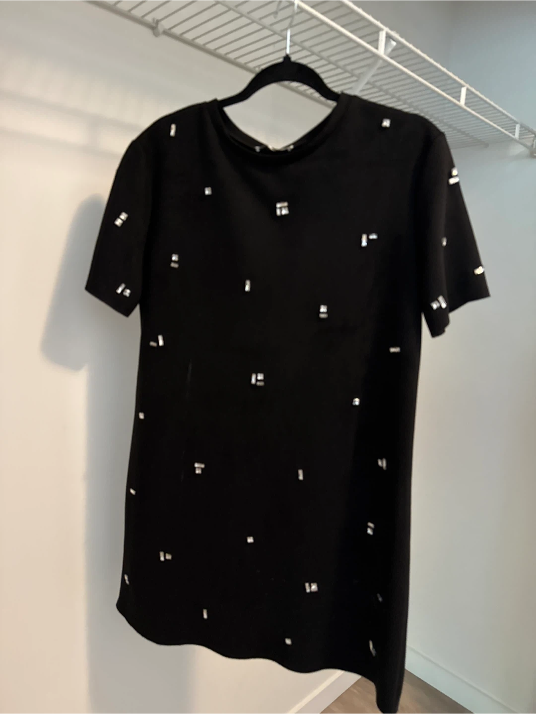 ZARA Black Embellished T-Shirt Dress - Size Medium