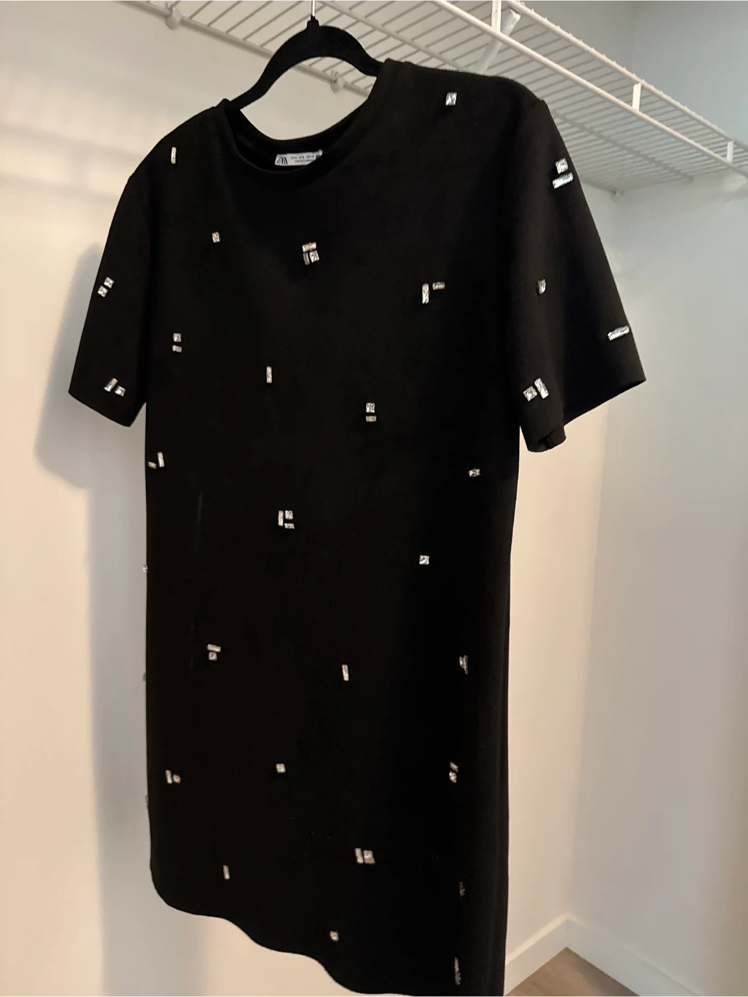 ZARA Black Embellished T-Shirt Dress - Size Medium - photo 3