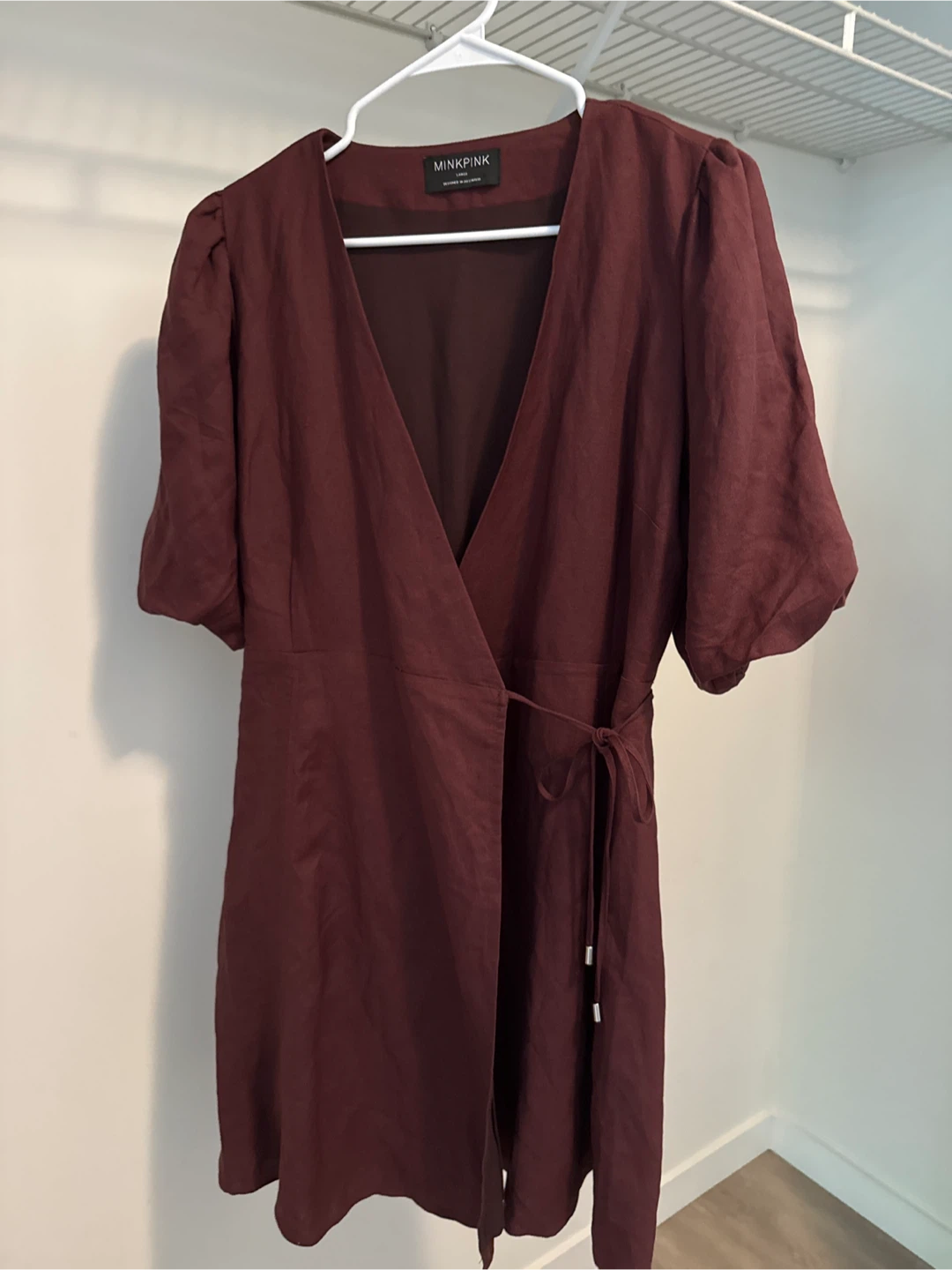 MINKPINK Burgundy Wrap Dress - Size Large - photo 5