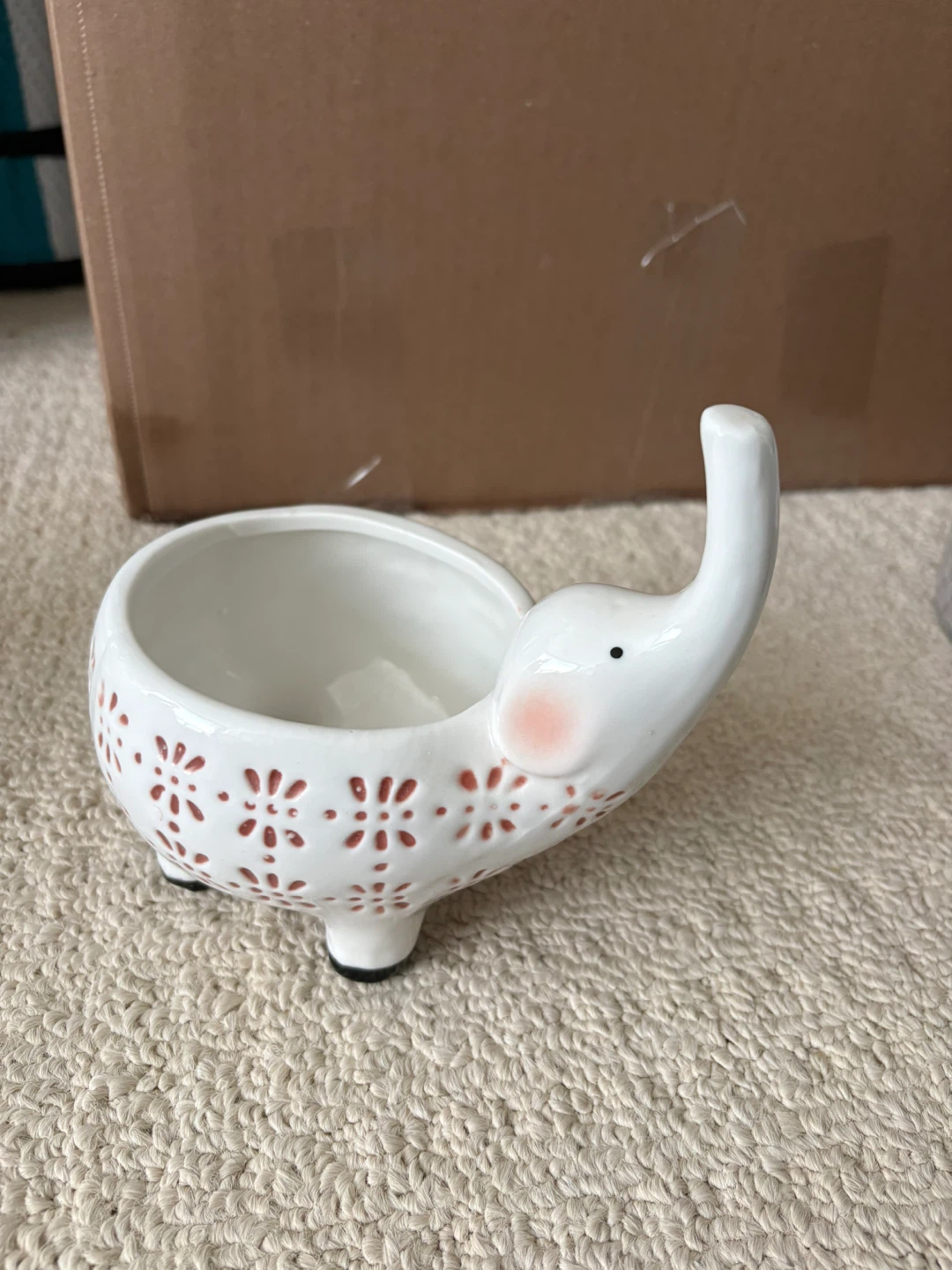 White Ceramic Elephant Planter