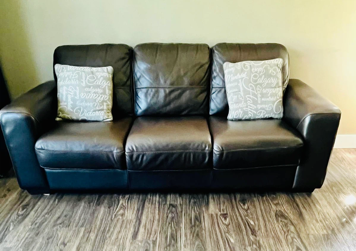 Brown Leather Loveseat and Sofa Set