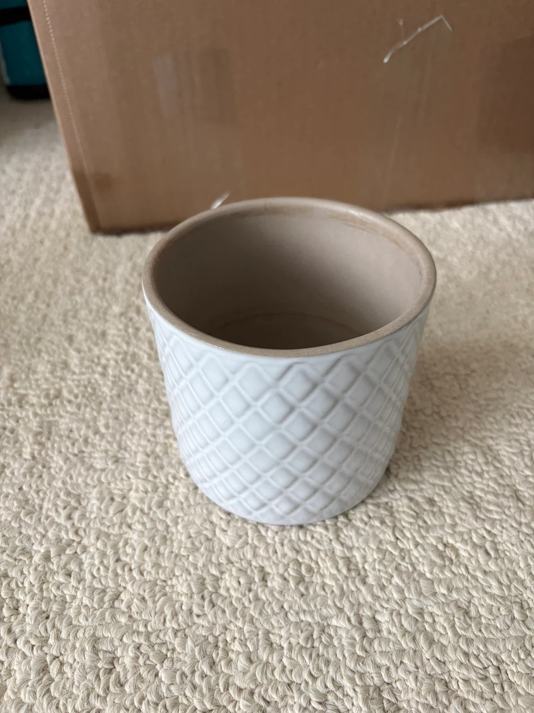 White Textured Ceramic Planter