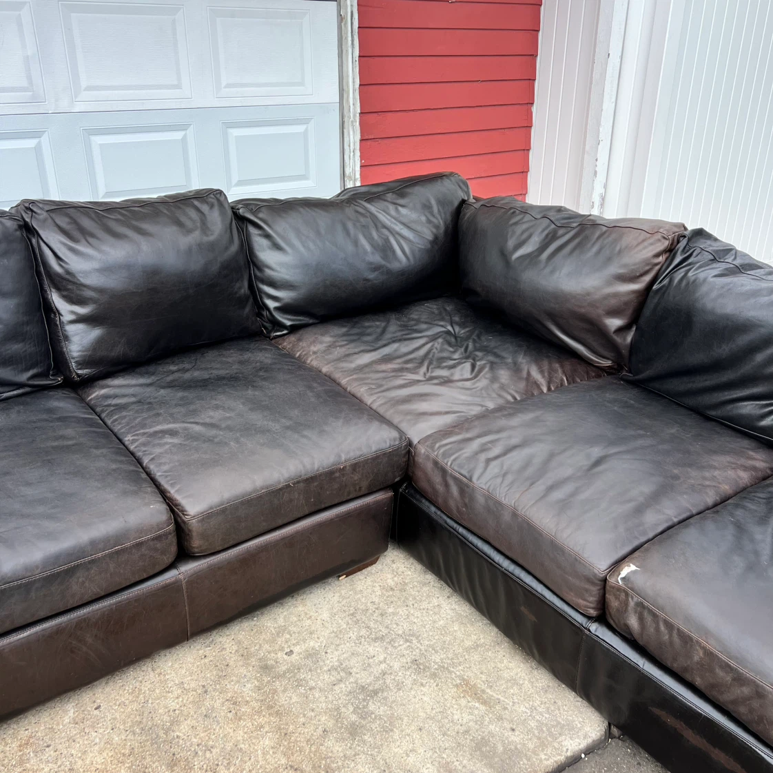 Brown Leather Sectional Couch - photo 2