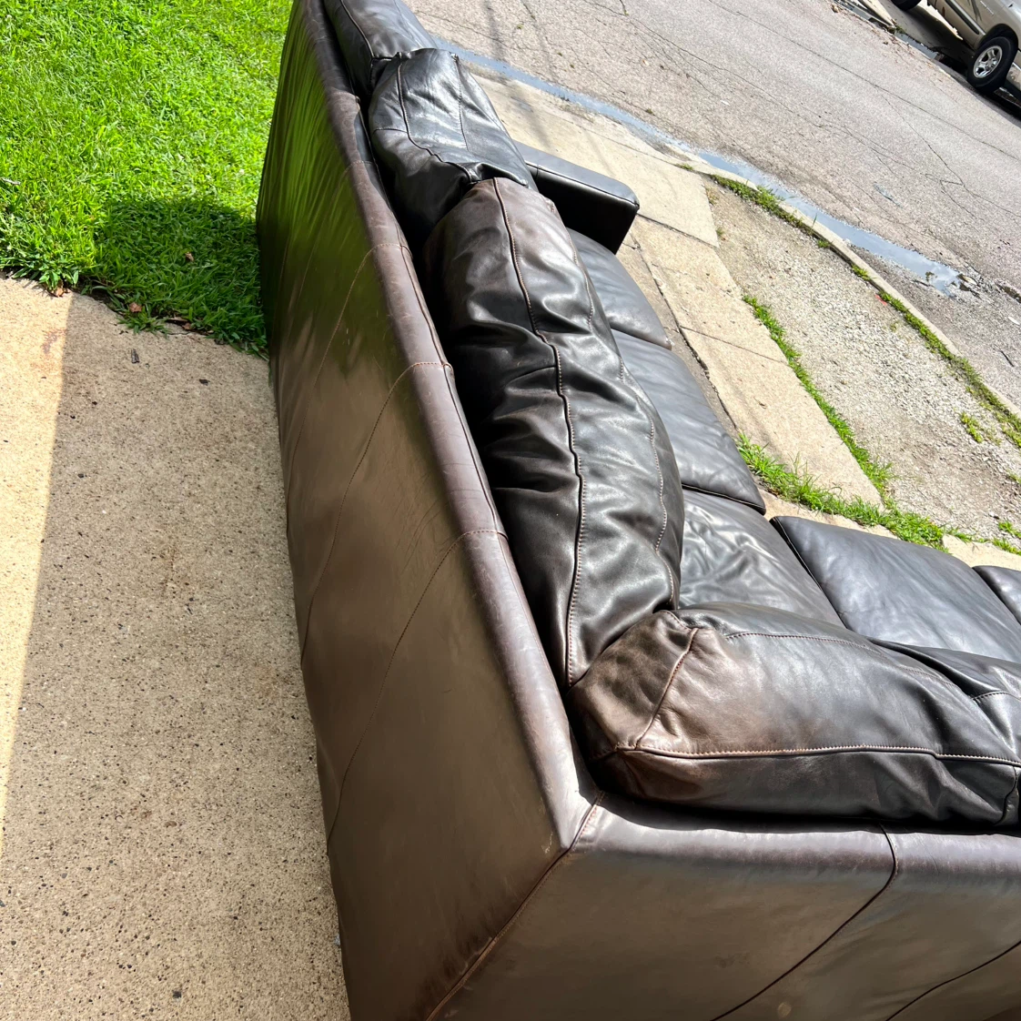 Brown Leather Sectional Couch - photo 4