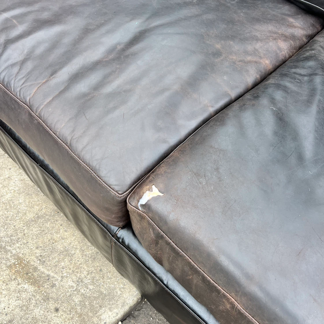Brown Leather Sectional Couch - photo 5
