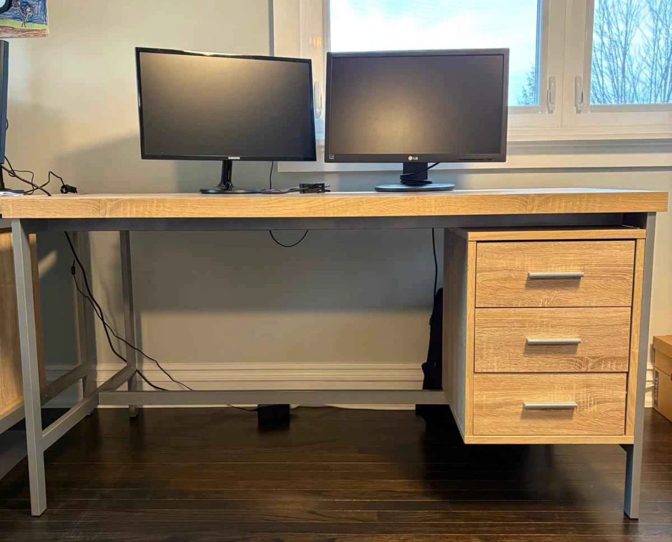 Oak Look Desk with 3 Drawers