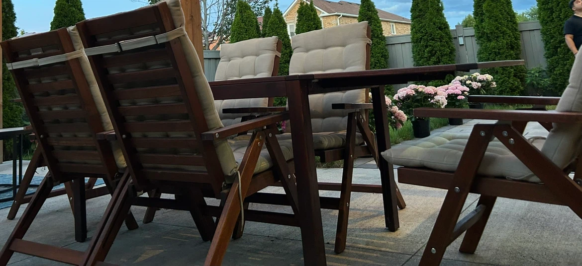 IKEA ÄPPLARÖ Patio Set – Table, 6 Chairs, Cushions & Umbrella - photo 4