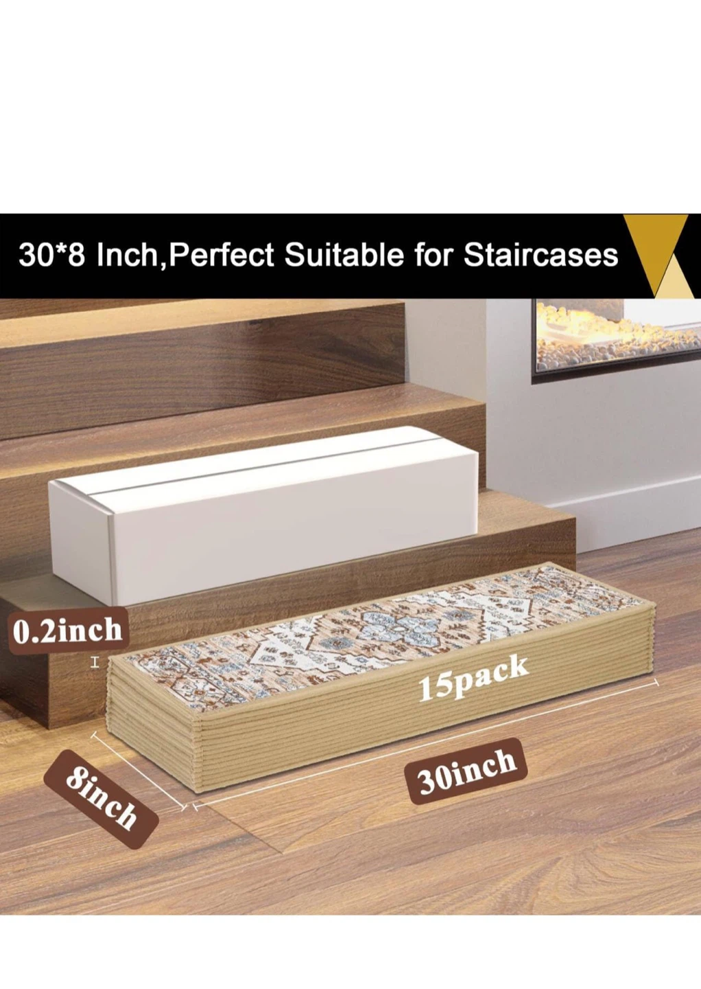HEBE Stair Rugs 8"x30" (Set of 15) - photo 2