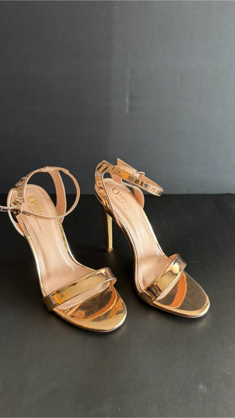 Olivia Womens Rose Gold Strappy Heels Size 6