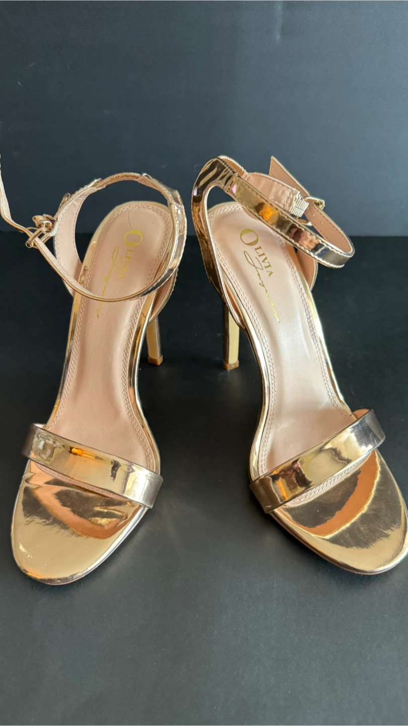 Olivia Womens Rose Gold Strappy Heels Size 6 - photo 2