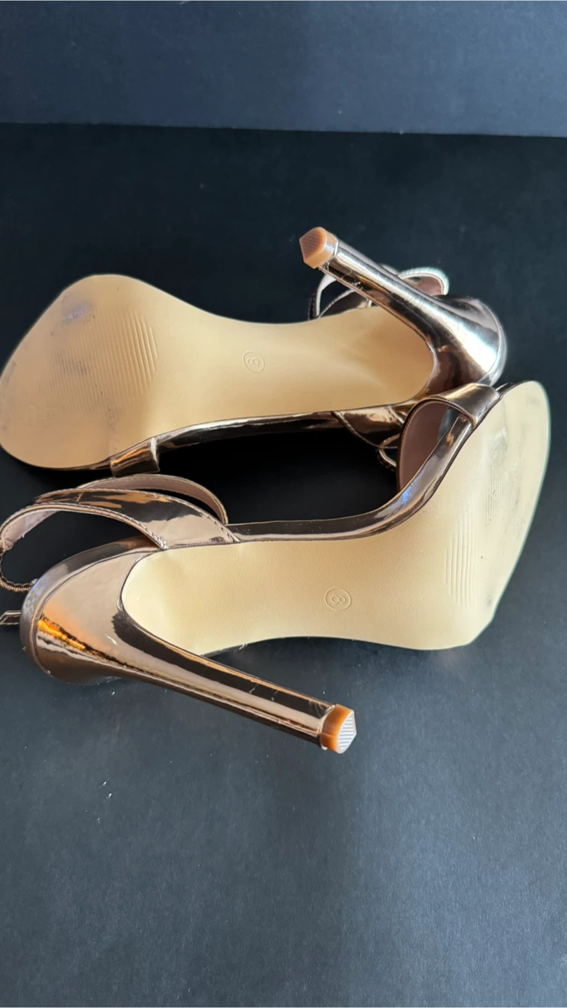 Olivia Womens Rose Gold Strappy Heels Size 6 - photo 4
