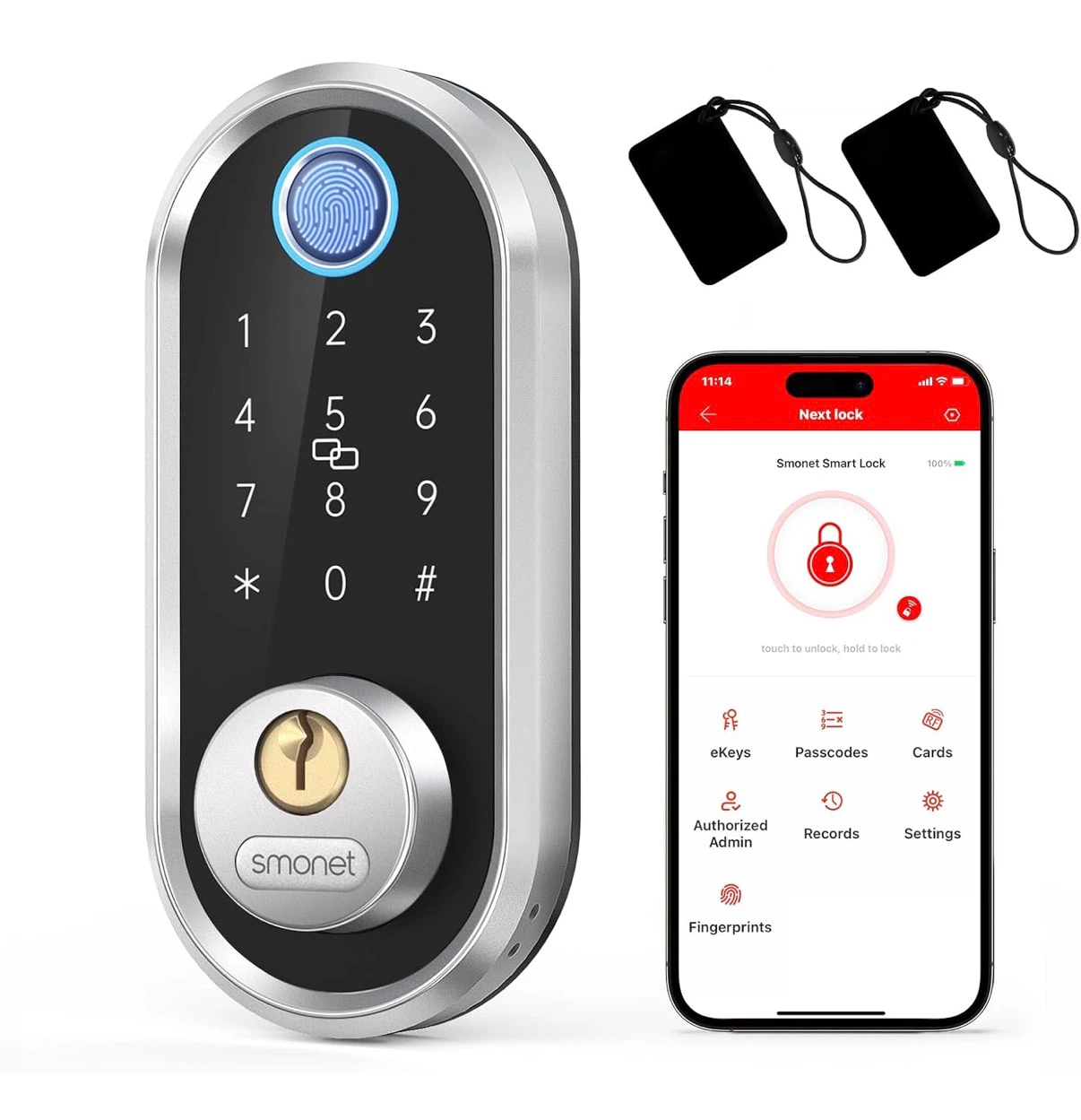 Smonet Smart Lock with Fingerprint & IC Fobs