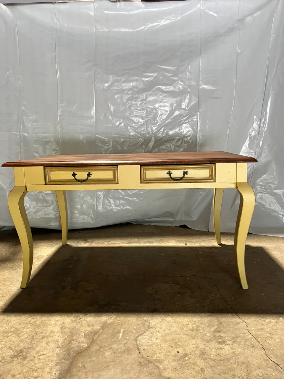 Yellow table/Writers desk with Two Drawers