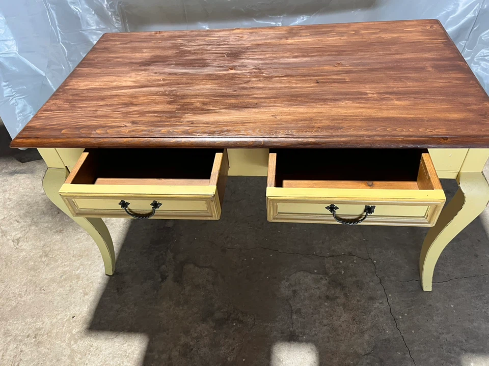 Yellow table/Writers desk with Two Drawers - photo 2
