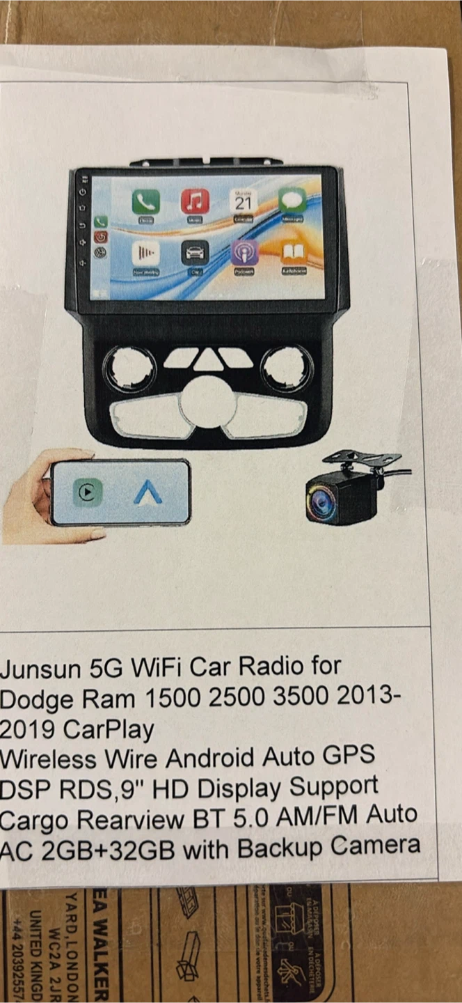 Junsun 9" Car Stereo for Dodge Ram 1500-2019 with Backup Camera