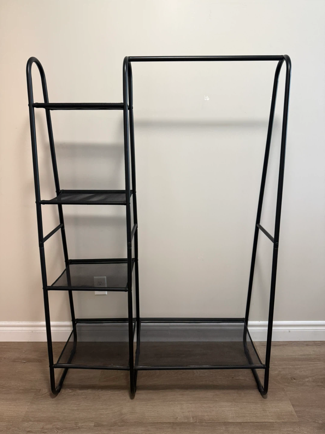 Black Metal Clothes Rack with Shelves