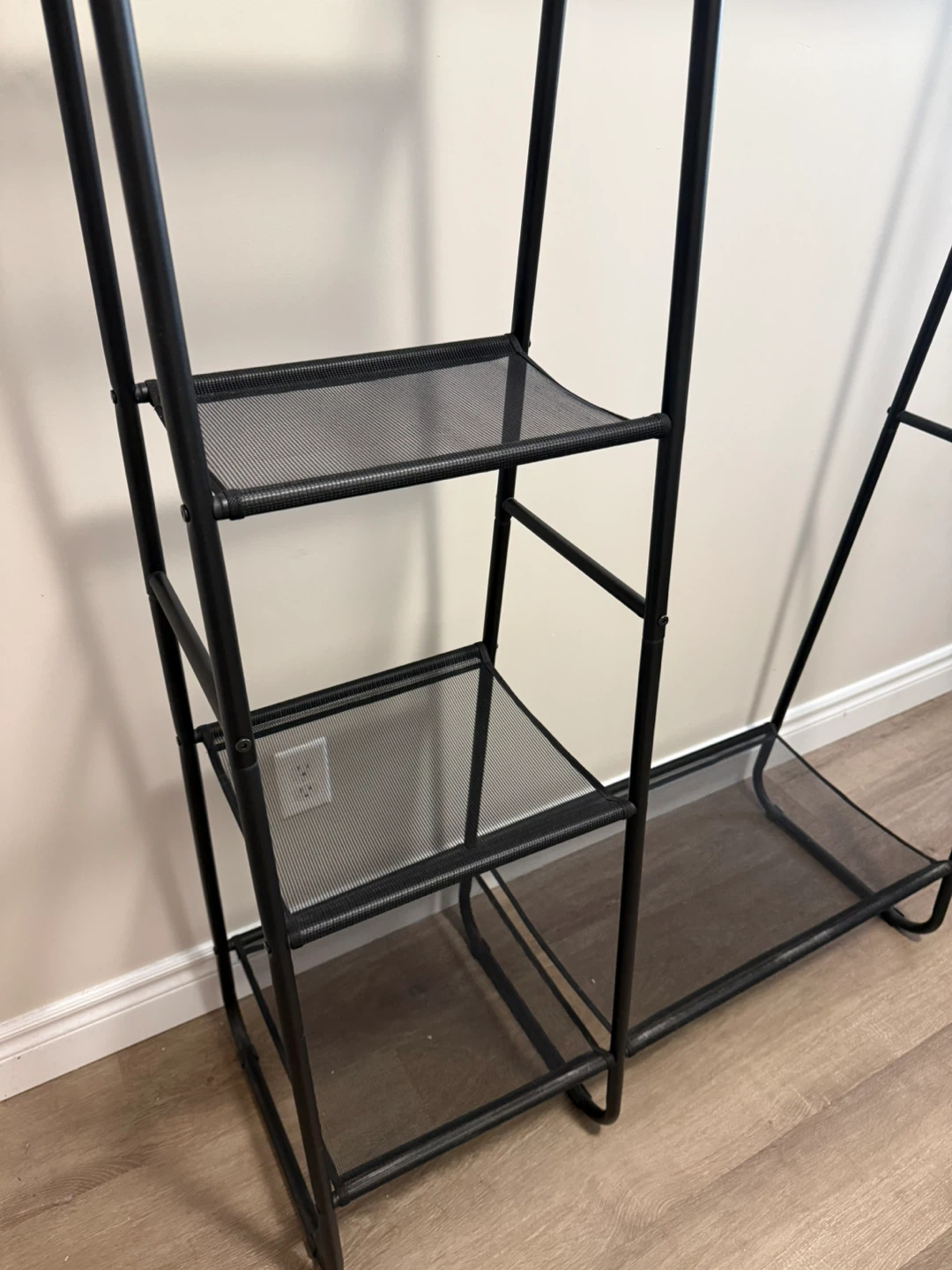 Black Metal Clothes Rack with Shelves - photo 2