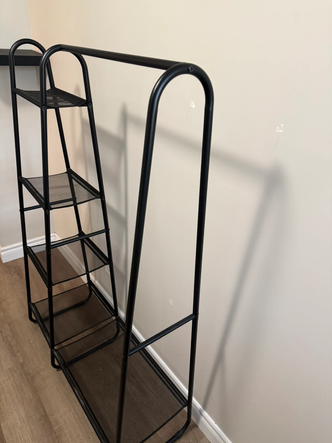 Black Metal Clothes Rack with Shelves - photo 3
