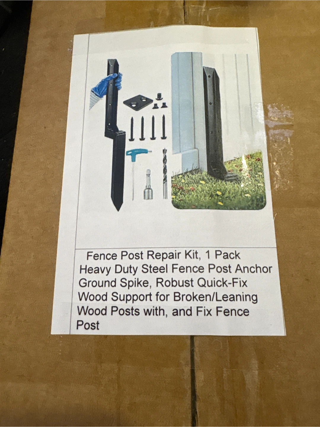 Fence Post Repair Kit, 1 Pack Heavy Duty Steel Fence Post Anchor