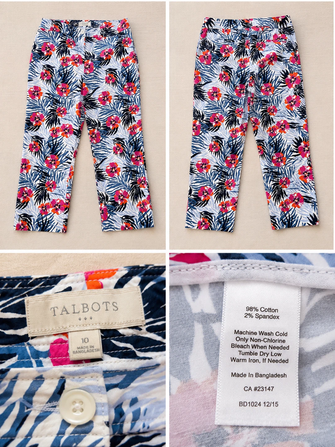 Talbots Women's Floral Print Pants Size 10