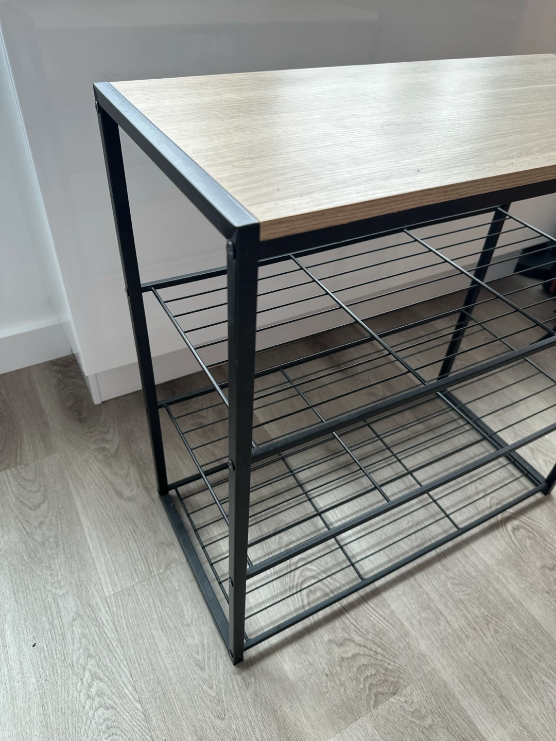 3-Tier Metal Shoe Rack with Wood Top - photo 2