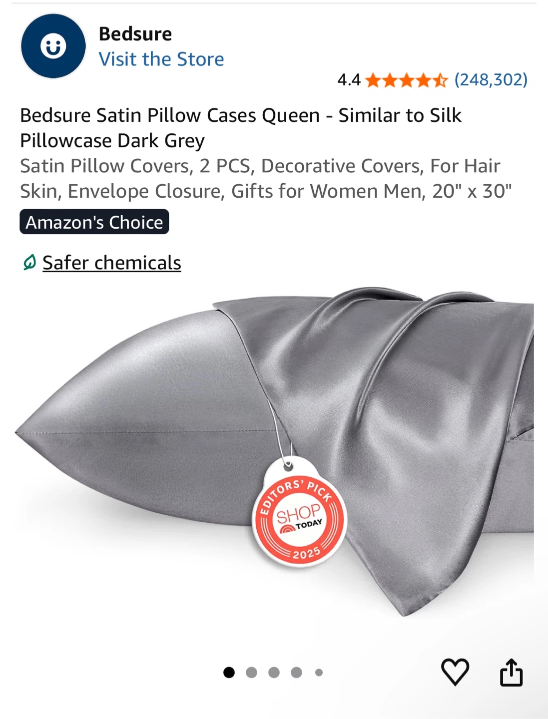 2 Satin Pillow Cases Queen Sized