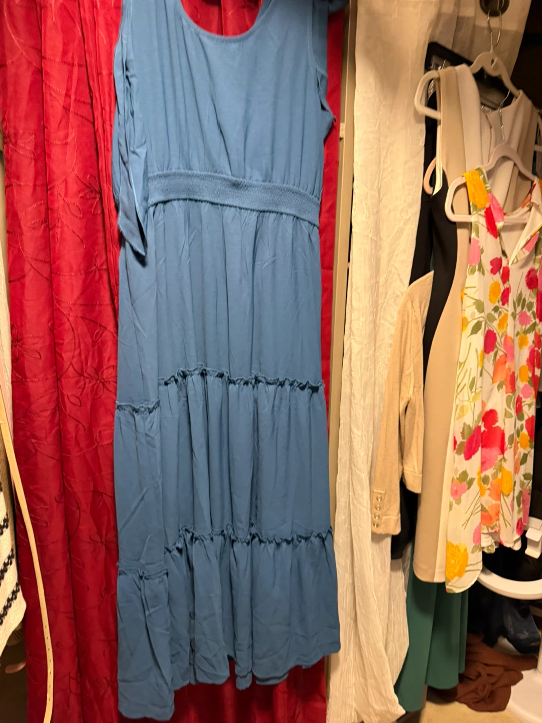 Pretty Garden Blue Tiered Midi Dress - photo 2