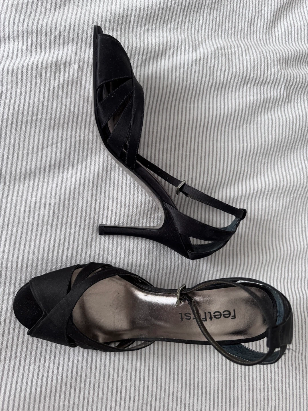 Feet First Black Satin Heeled Sandals - photo 2