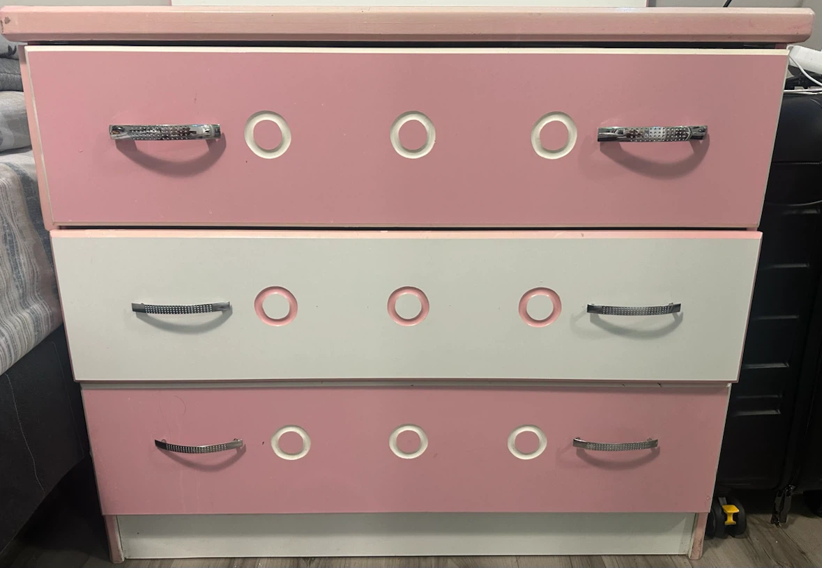 Pink and White Dresser with Mirror - photo 2