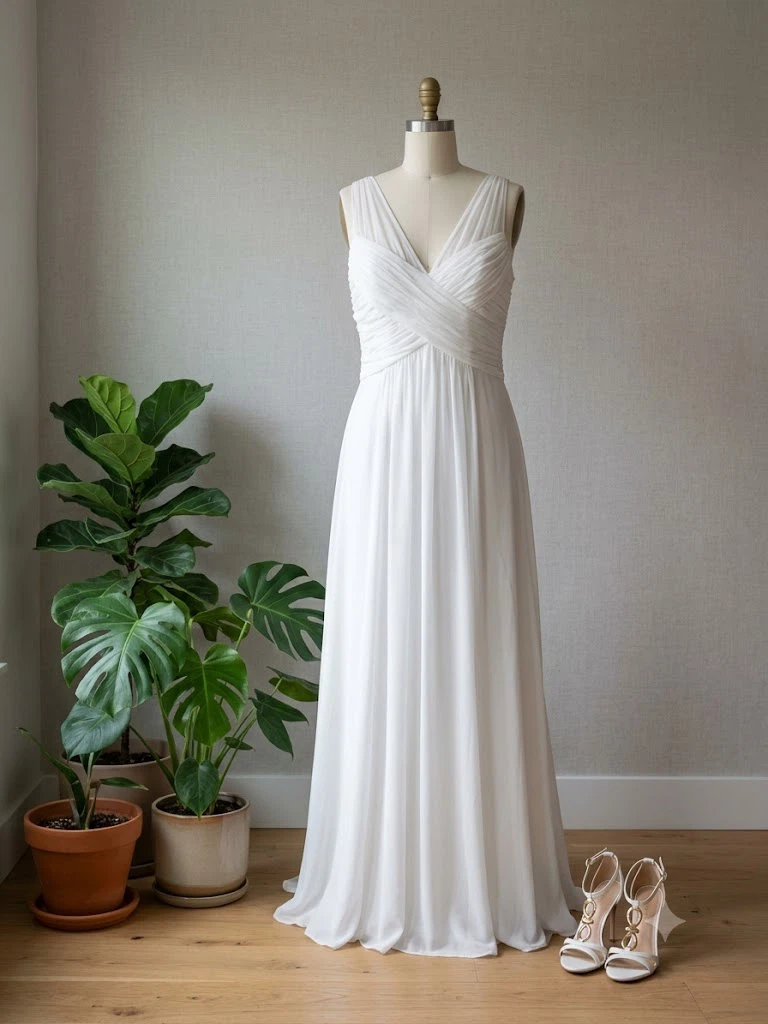 Lauren Ralph Lauren White Ruched Gown - photo 2