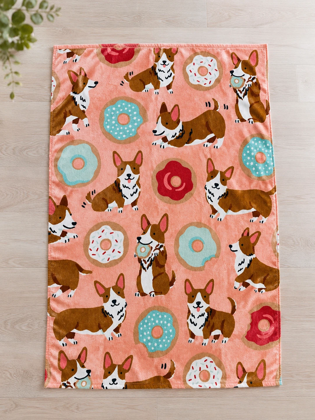 Corgi & Donut Print Beach Towel - 100% cotton - BNWT