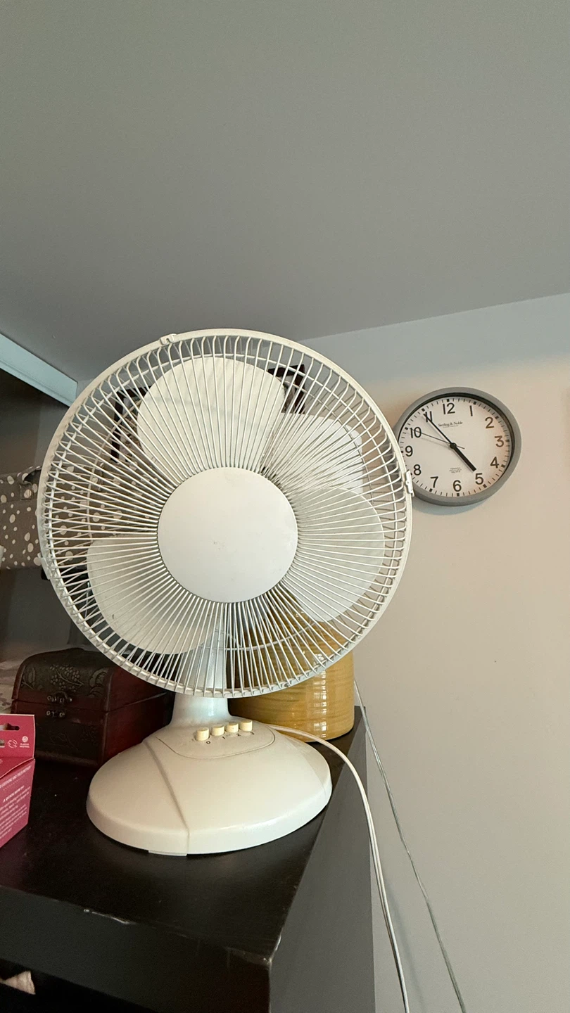 White oscillating fan