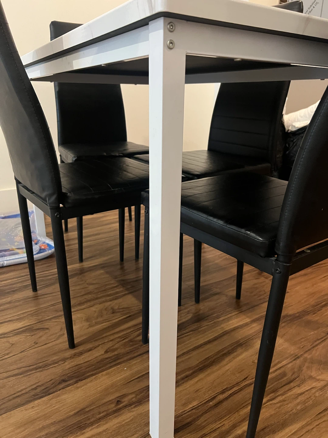 White Marble Dining Table with 4 Black Chairs - photo 4