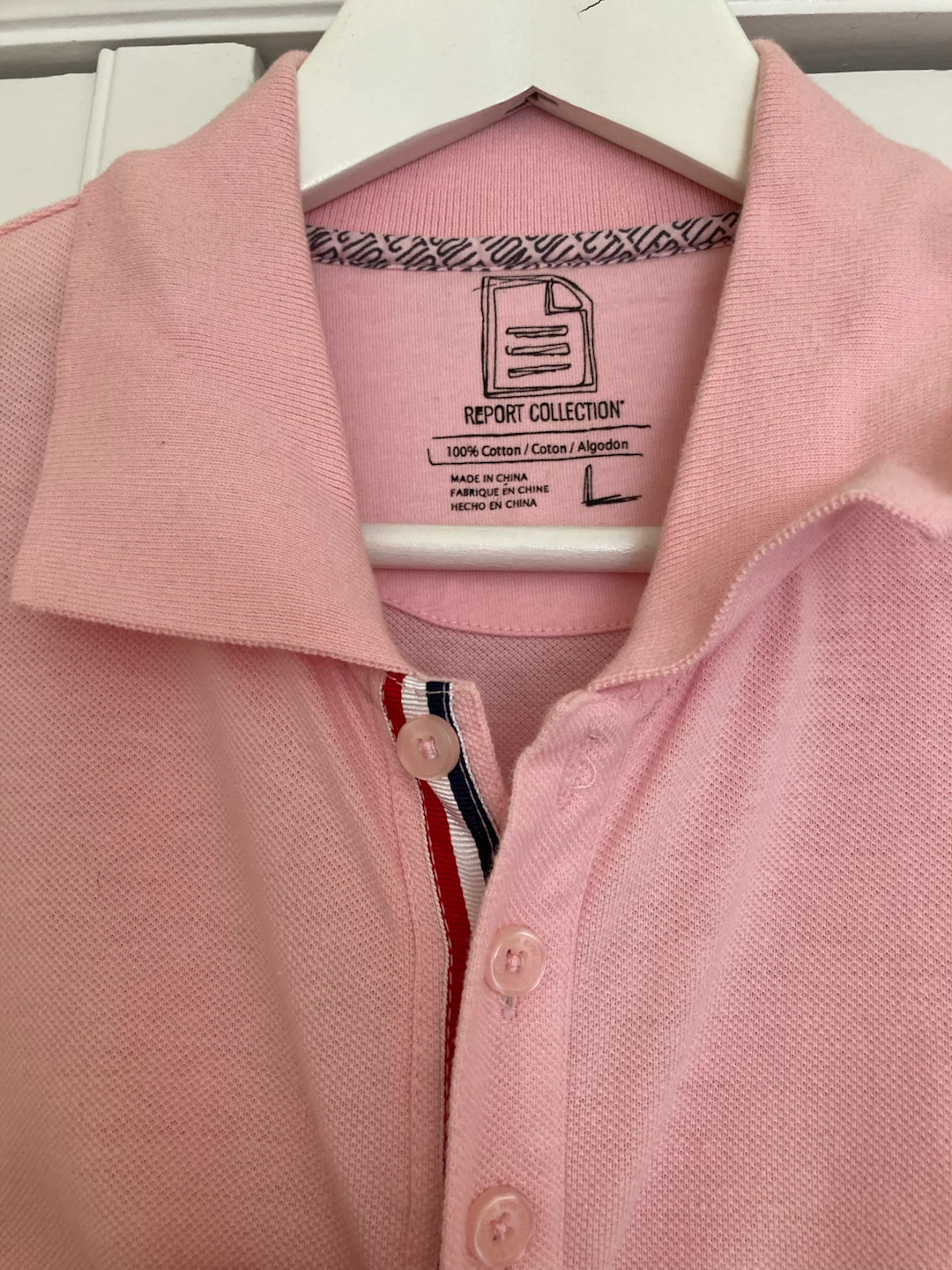 Report Collection Men’s Pink Cotton Polo Shirt - Size L